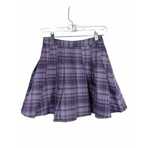 ROMWE‎ Purple Plaid Pleated Mini Skater Skirt XS Y2K Preppy Tennis Schoolgirl
